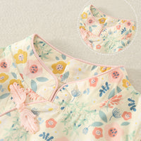 Load image into Gallery viewer, Baby Girls Flower Print Rompers And Accessories Bow Headwear Wholesale 220414175
