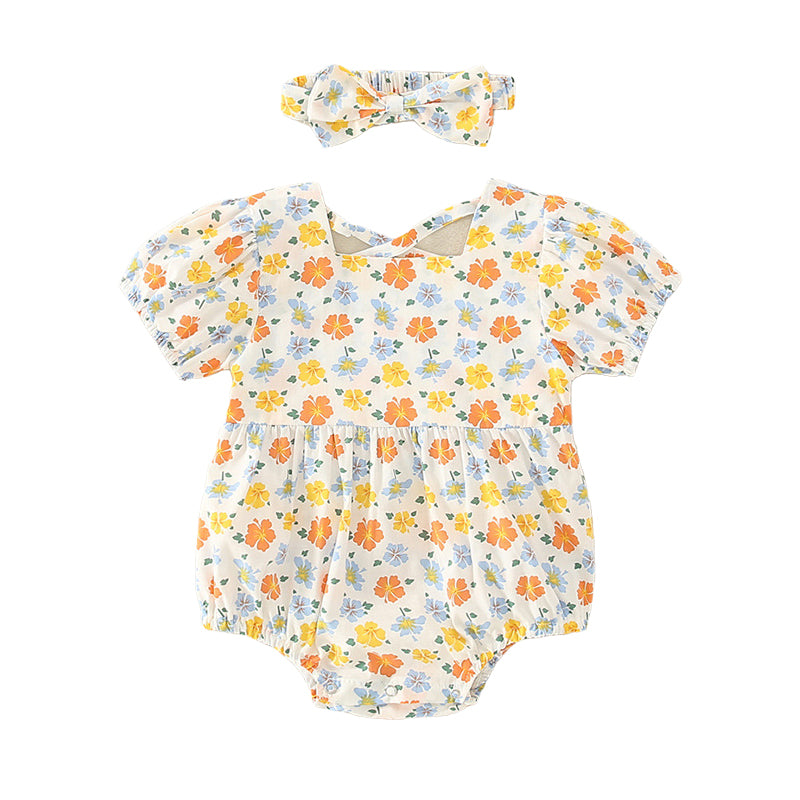 Baby Girls Flower Print Rompers Wholesale 220414179