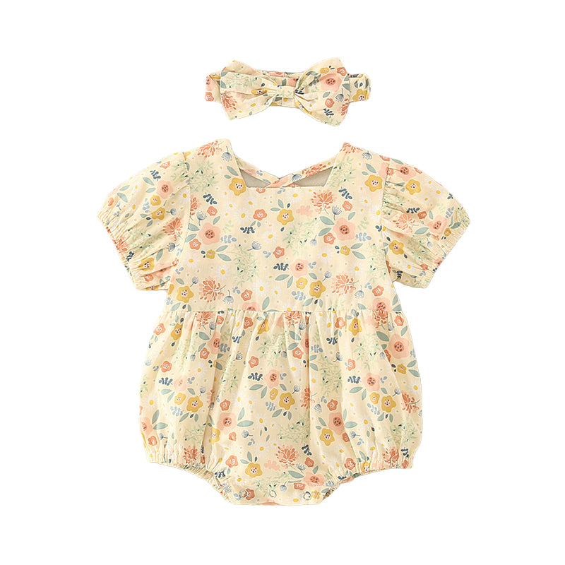 Baby Girls Flower Print Rompers Wholesale 220414179