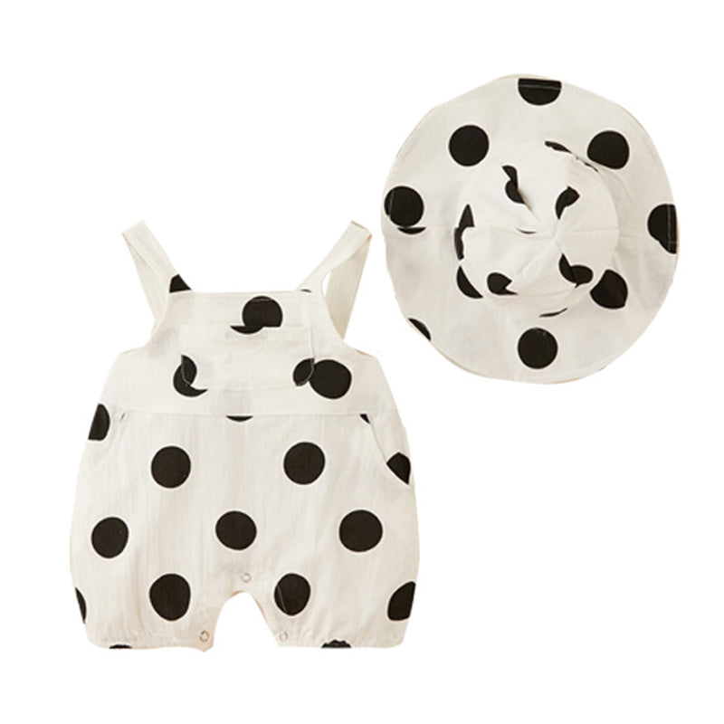 Baby Unisex Polka dots Print Rompers And Accessories Hats Wholesale 220414187