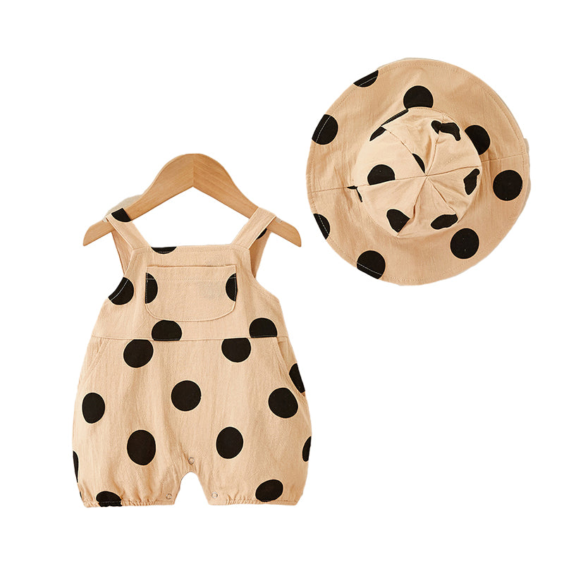Baby Unisex Polka dots Print Rompers And Accessories Hats Wholesale 220414187