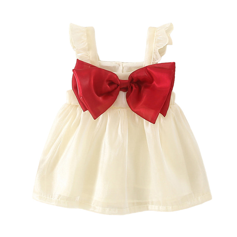 Baby Girls Color-blocking Bow Rompers Dresses Wholesale 220414197