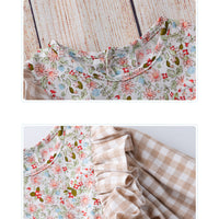 Load image into Gallery viewer, Baby Girls Flower Checked Print Rompers Wholesale 220414210
