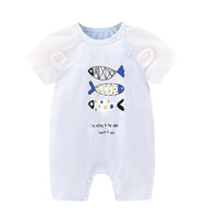 Load image into Gallery viewer, Baby Girls Boys Letters Color-blocking Cartoon Print Rompers Wholesale 220414215
