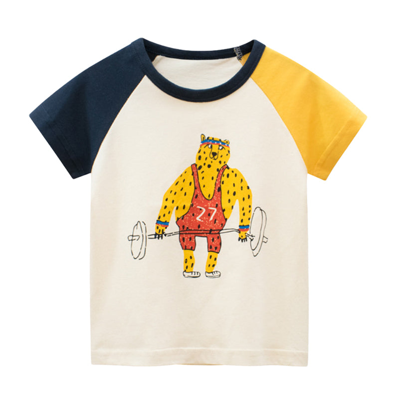 Baby Kid Boys Color-blocking Cartoon Print T-Shirts Wholesale 220414239