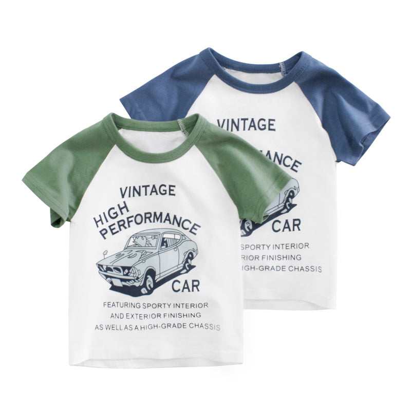 Baby Kid Boys Letters Color-blocking Car T-Shirts Wholesale 220414247