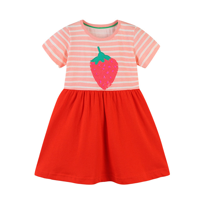 Baby Kid Girls Striped Fruit Dresses Wholesale 220414255