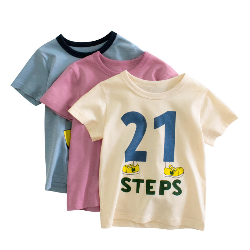 Baby Kid Boys Letters Cartoon Print T-Shirts Wholesale 220414286