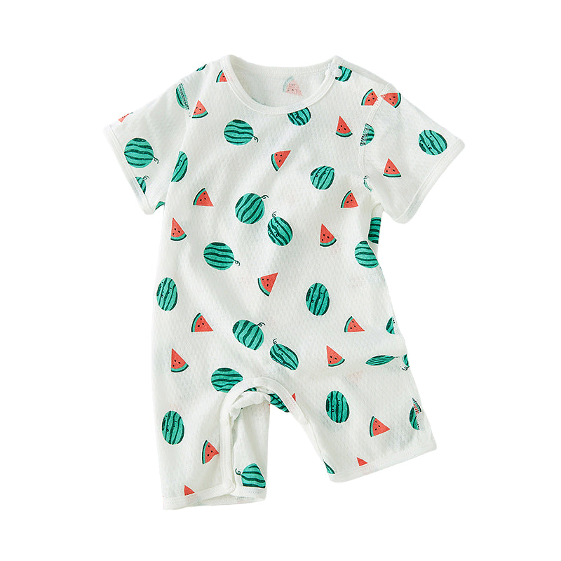 Baby Unisex Fruit Animals Flamingo Cartoon Print Jumpsuits Wholesale 220414290