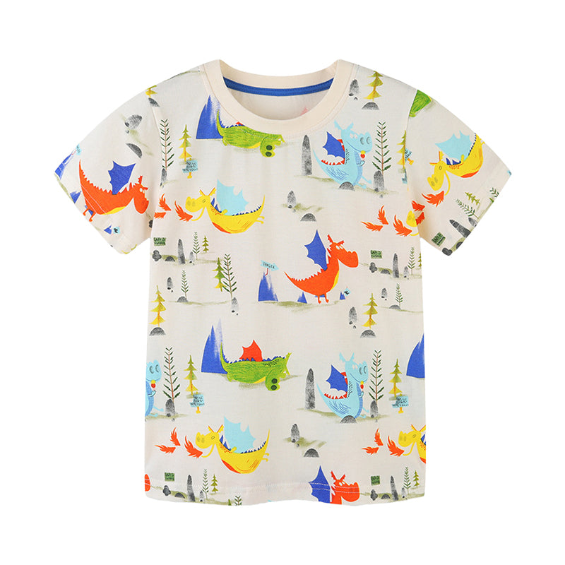 Baby Kid Boys Dinosaur Cartoon Print T-Shirts Wholesale 220414328