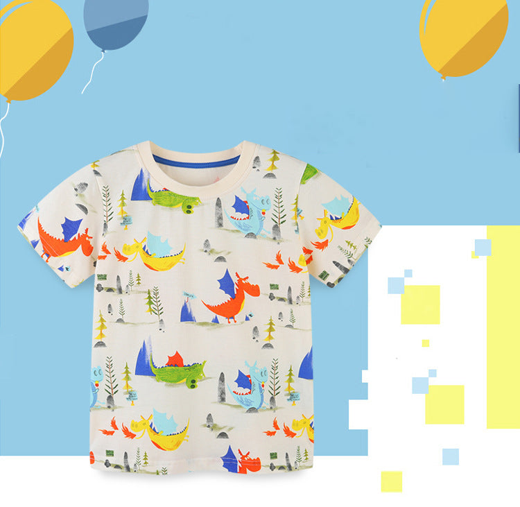 Baby Kid Boys Dinosaur Cartoon Print T-Shirts Wholesale 220414328