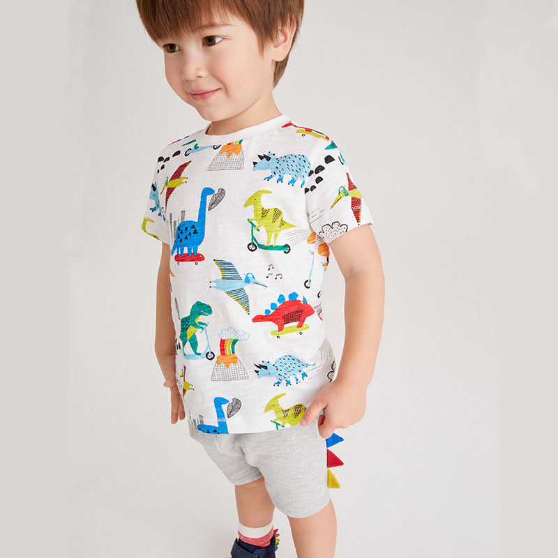 2 Pieces Set Baby Kid Boys Dinosaur Print T-Shirts And Shorts Wholesale 220414338