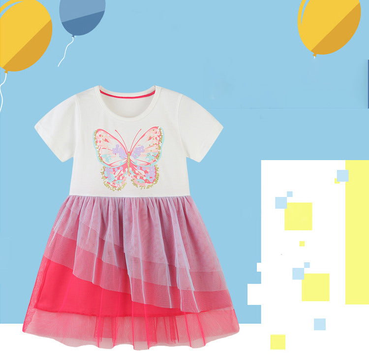 Kid Girls Butterfly Print Dresses Wholesale 220414351