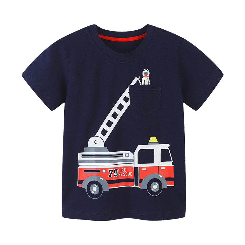 Kid Boys Car Print T-Shirts Wholesale 220414356