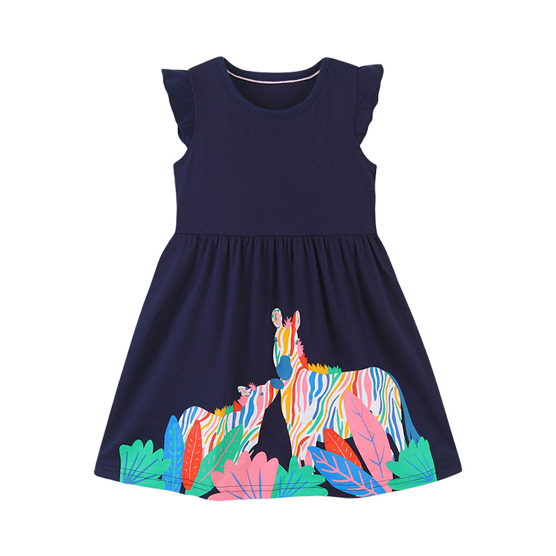 Baby Kid Girls Color-blocking Animals Dresses Wholesale 220414364