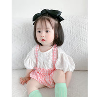 Load image into Gallery viewer, 2 Pieces Set Baby Girls Solid Color T-Shirts And Checked Rompers Wholesale 220414412
