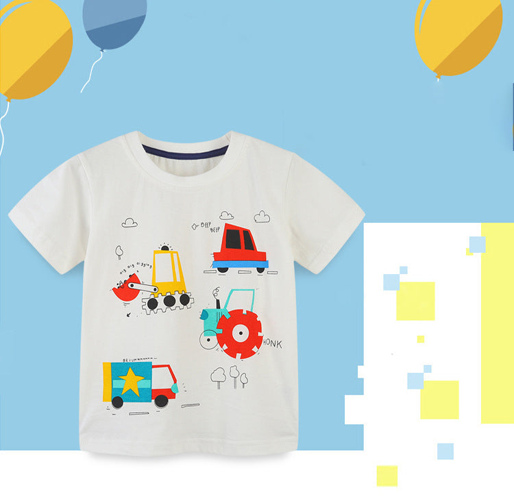 Baby Kid Boys Letters Car Cartoon Print T-Shirts Wholesale 220414428