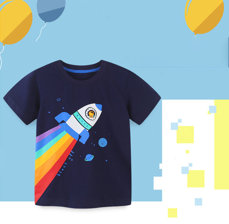 Baby Kid Boys Rainbow Cartoon Galaxy Print T-Shirts Wholesale 220414439