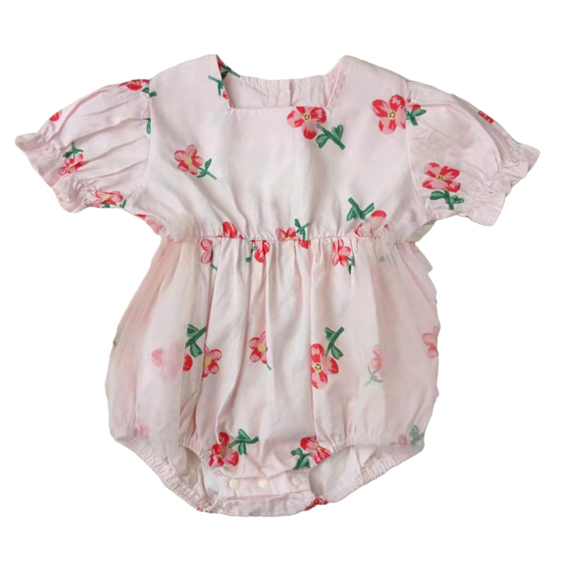 Baby Girls Flower Print Rompers Wholesale 220414464