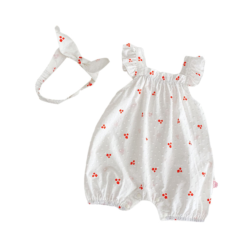 Baby Girls Flower Print Jumpsuits Wholesale 220414486