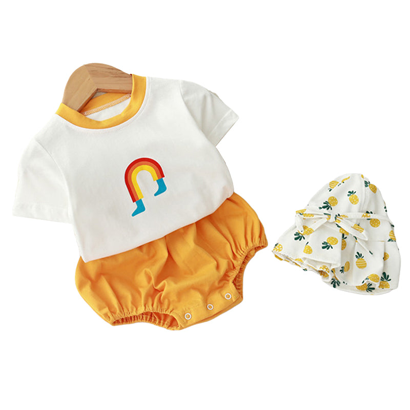 3 Pieces Set Baby Kid Unisex Rainbow Print T-Shirts And Solid Color Underwears And Hats Wholesale 220414491