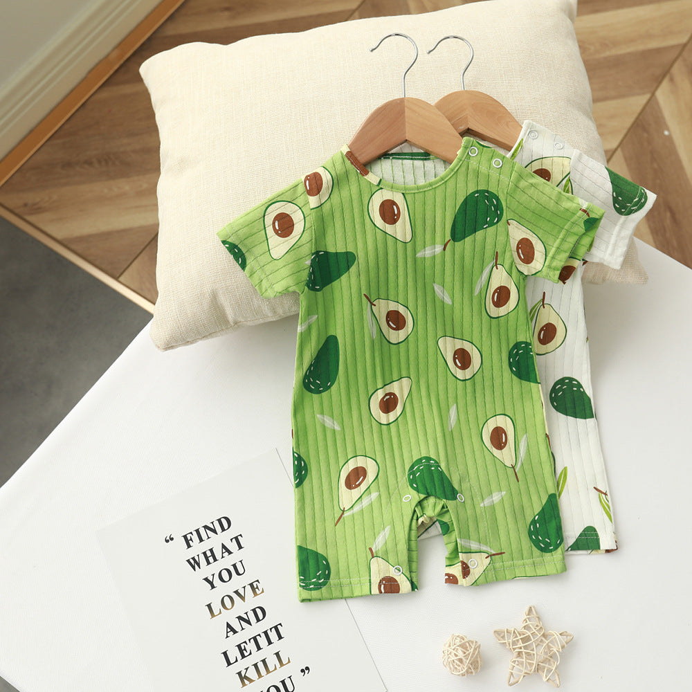 Baby Unisex Fruit Polka dots Muslin&Ribbed Print Jumpsuits Wholesale 220414494