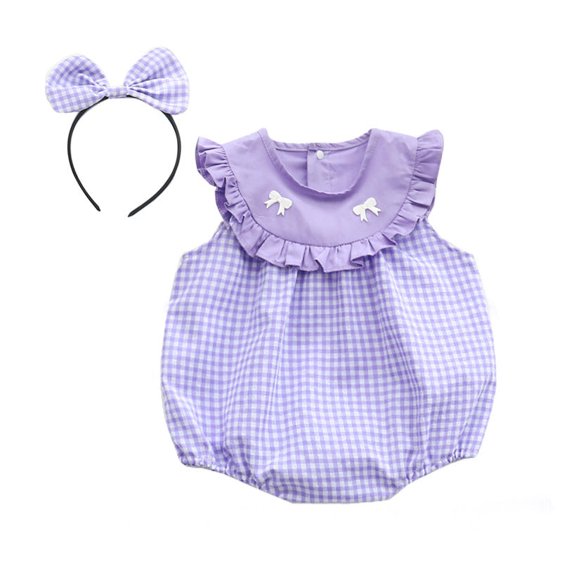 2 Pieces Set Baby Kid Girls Checked Bow Dresses And Solid Color Shorts And Rompers Wholesale 220414508