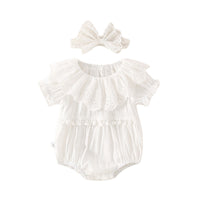 Load image into Gallery viewer, Baby Girls Solid Color Lace Rompers Wholesale 220414533
