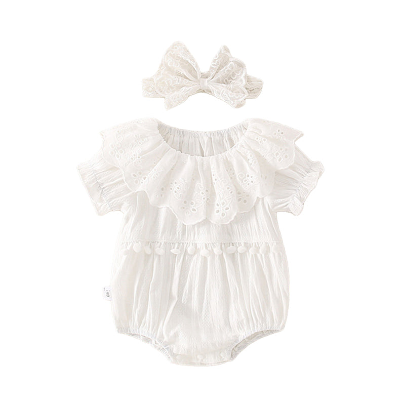 Baby Girls Solid Color Lace Rompers Wholesale 220414533