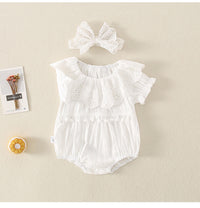 Load image into Gallery viewer, Baby Girls Solid Color Lace Rompers Wholesale 220414533
