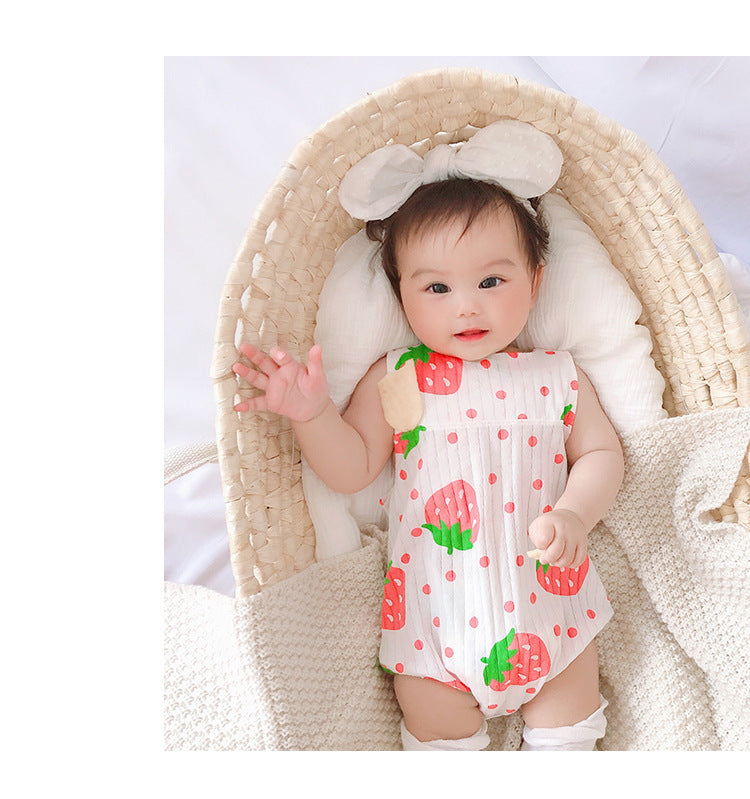 Baby Unisex Fruit Polka dots Checked Print Rompers Wholesale 220414539