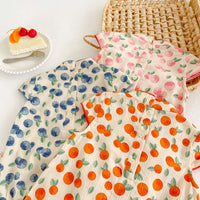 Load image into Gallery viewer, Baby Girls Fruit Print Rompers Dresses Wholesale 220414565
