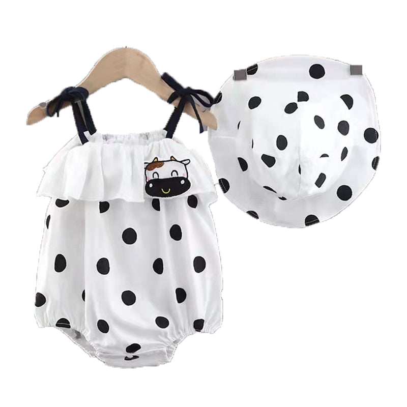 Baby Girls Fruit Polka dots Print Rompers Wholesale 22041463