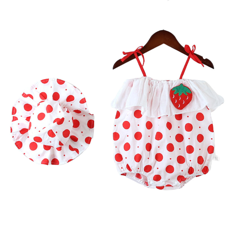 Baby Girls Fruit Polka dots Print Rompers Wholesale 22041463