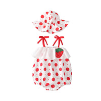 Load image into Gallery viewer, Baby Girls Fruit Cartoon Print Rompers Accessories Hats Wholesale 22041486
