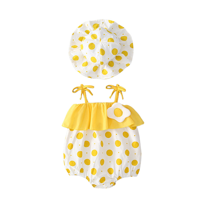 Baby Girls Fruit Cartoon Print Rompers Accessories Hats Wholesale 22041486