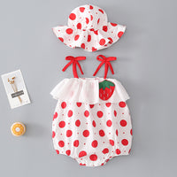 Load image into Gallery viewer, Baby Girls Fruit Cartoon Print Rompers Accessories Hats Wholesale 22041486
