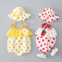 Load image into Gallery viewer, Baby Girls Fruit Cartoon Print Rompers Accessories Hats Wholesale 22041486
