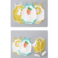 Load image into Gallery viewer, Baby Girls Boys Color-blocking Cartoon Print Rompers Wholesale 22041497
