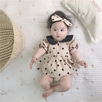 Load image into Gallery viewer, 3 Pieces Set Baby Girls Polka dots Print Tops Shorts And Headwear Wholesale 22041499
