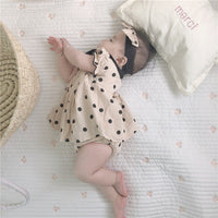 Load image into Gallery viewer, 3 Pieces Set Baby Girls Polka dots Print Tops Shorts And Headwear Wholesale 22041499
