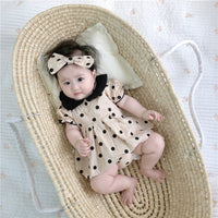 Load image into Gallery viewer, 3 Pieces Set Baby Girls Polka dots Print Tops Shorts And Headwear Wholesale 22041499
