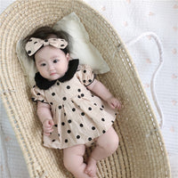 Load image into Gallery viewer, 3 Pieces Set Baby Girls Polka dots Print Tops Shorts And Headwear Wholesale 22041499
