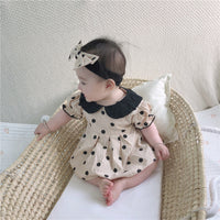 Load image into Gallery viewer, 3 Pieces Set Baby Girls Polka dots Print Tops Shorts And Headwear Wholesale 22041499
