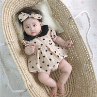 Load image into Gallery viewer, 3 Pieces Set Baby Girls Polka dots Print Tops Shorts And Headwear Wholesale 22041499
