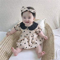 Load image into Gallery viewer, 3 Pieces Set Baby Girls Polka dots Print Tops Shorts And Headwear Wholesale 22041499
