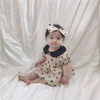 Load image into Gallery viewer, 3 Pieces Set Baby Girls Polka dots Print Tops Shorts And Headwear Wholesale 22041499
