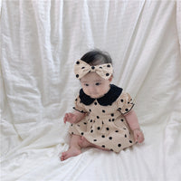 Load image into Gallery viewer, 3 Pieces Set Baby Girls Polka dots Print Tops Shorts And Headwear Wholesale 22041499
