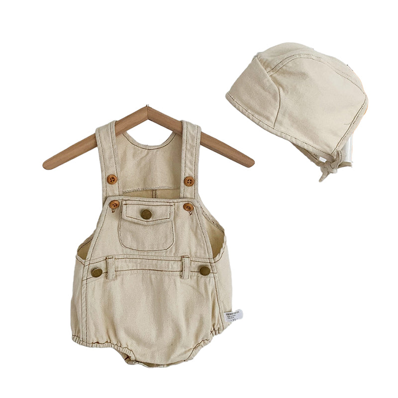 2 Pieces Set Baby Unisex Solid Color Hats And Rompers Wholesale 22041506