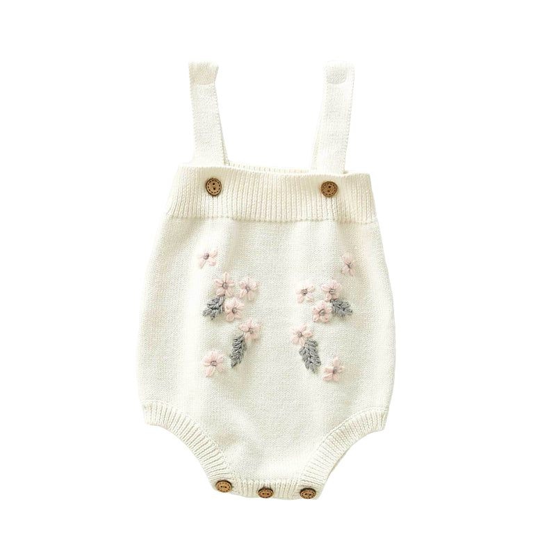 Baby Girls Flower Embroidered Rompers Wholesale 220418110